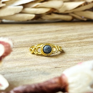 Bague Bohème en Laiton Plaqué Or 18 carats pour Femme, Motif Corail Bleu Tendance, Bijoux Gothiques Célestes Phases de Lune, Vente en Gros/OEM/ODM - Product Image 1
