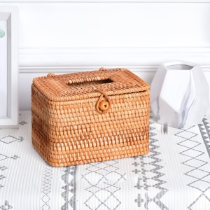 Handmade Natural Rattan <b>Paper</b> Holder Boxes Eco Friendly Cheap Price Woven Rattan <b>Tissue</b> Box Cover From Vietnam - Product Image 2