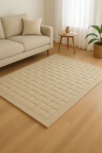 Custom Abstract Shape Handmade Wool Rug pure cream Modern <b>Carpet</b> for Living Room Bedroom Hand Tufted Area Rug for Home Use - Product Image 2