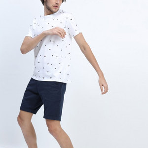 Men's <b>White</b> Short Sleeve T-Shirt with Front Logo Regular Fit Casual Jersey 100% Cotton O-Neck Breathable Top - Product Image 2