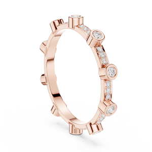 Bague éternité en or rose et diamants pour femme, diamants taille ronde, bijoux pour mariage et anniversaire - Product Image 3