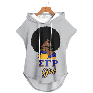 Sudadera sin mangas con capucha y cordón para mujer, diseño gráfico de chica gris, estilo casual, top sin mangas con capucha, ropa de calle de moda para verano - Product Image 1