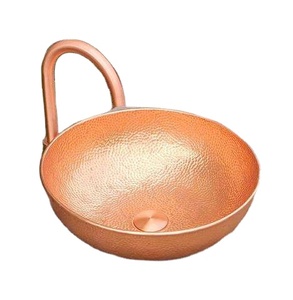 Lavabo de Cobre de Diseño Martillado de Primera Calidad para Hoteles, Hogares y Villas, Decoración de Baños, Lavabo de Cobre de Forma Redonda - Product Image 1