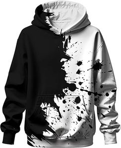 เสื้อฮู้ดแบบยูนิเซ็กซ์ สีดำขาว ลายพิมพ์บล็อกสี ทรงปกติ ผ้าฝ้ายเฟรนช์เทอร์รี่ สวมใส่สบายๆ สำหรับฤดูใบไม้ร่วง มีกระเป๋าหน้า น้ำหนัก 350 กรัม - Product Image 3