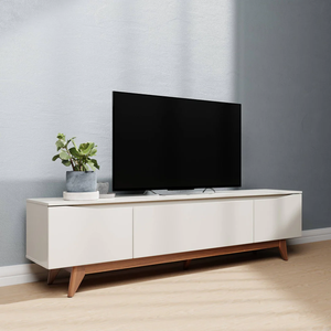 Moderno Mueble para TV de Madera con Cajones Blancos de Almacenamiento y Estantes Abiertos para Sala de Estar - Product Image 5