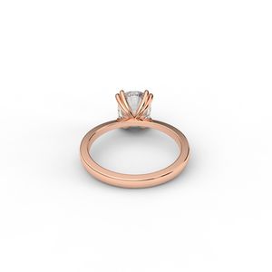 Bague solitaire en diamant de laboratoire taille coussin en or jaune / rose / blanc 14 carats - Product Image 4