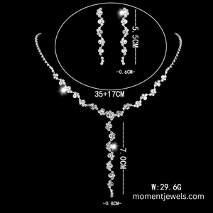 Ensemble de bijoux en cristal plaqué argent avec strass, collier et boucles d'oreilles pour mariage, fête nuptiale, cadeau - Product Image 4