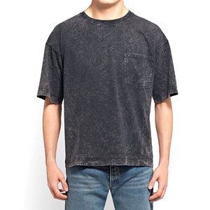 T-shirts Oversize Homme en Coton Épais Délavé à l'Acide – Coupe Unisexe Standard, Manches Classiques, Style Décontracté Streetwear, Couleur et Logo Personnalisables - Product Image 2