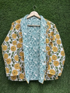 Unique Handmade Thick Cotton Quilted Jacket Women | Colorful Floral Print Women's Autumn Jacket | Reversible Eco-Friendly - Product Image 3