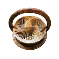 Keranjang Buah Kering dari Kayu Organik Buatan Tangan dengan Desain Bunga Terukir, Logo Kustom, Nampan Sajian Dapur Berkelanjutan untuk Kacang-kacangan