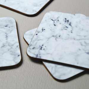 Marble <b>Print</b> Coaster Set With Elegant Stone Inspired Design For Home Decor <b>Coffee</b> Table Protection Tea <b>Coffee</b> Use Office Desk - Product Image 1