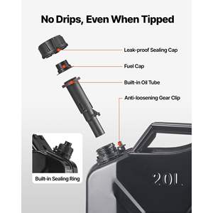 Réservoir de carburant en métal de 5,3 gallons, étanche, résistant à la corrosion, poignée confortable, débit maximal de 6 L/min, réservoir de gaz noir pour la plupart des véhicules - Product Image 3