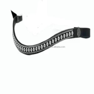 Ecuestre 3 filas cristales redondos perlas decorativas forma de onda cuero caballo frente banda OEM aceptado cuero caballo frente banda - Product Image 4