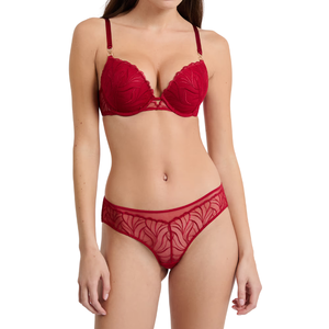 Culotte hipster en dentelle brodée pour femme, lingerie quotidienne extensible et douce, spandex/polyester 160g - Product Image 1