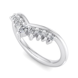 Anillo de lujo en oro rosa con diseño de chevron y diamantes de corte brillante en forma de pera y redondos, curvado y apilable, para boda, joyería de moda para mujer. - Product Image 5