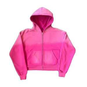 Nuevo estilo Sudadera con capucha Acid Wash Zip up 100% algodón polar tela transpirable sudaderas ropa de hombre a la venta - Product Image 1