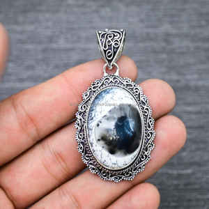 925 Sterling Silver Pendant Dendritic <b>Opal</b> Gemstone Pendant Handmade Silver Stone Jewelry <b>Opal</b> Pendant for <b>Necklaces</b> - Product Image 1