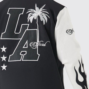 Chaqueta Cortavientos de Béisbol Varsity con Mangas de Cuero y Cuerpo de Lana con Bordado Personalizado OEM para Hombre - Product Image 4