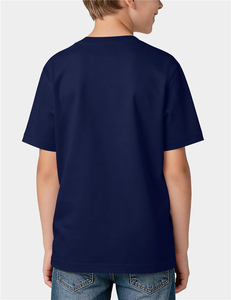 เสื้อยืดเด็กชายสีกรมท่า ผ้าคอตตอนเจอร์ซีย์ มีกระเป๋าเสื้อ ชุดนักเรียน แขนสั้น คอกลม - Product Image 3