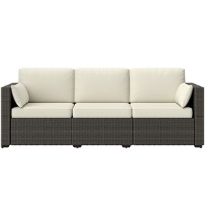 Patio Couch PE Wicker Outdoor <b>Sofa</b> 3 Seater Deep Seating Rattan Furniture with <b>Waterproof</b> Removable Cushions for Balcony Patio - Product Image 1