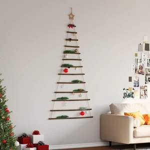 Sapin de Noël suspendu en branche naturelle de 33,9 x 70,9 pouces avec étoile de dessus, décoration festive pour les fêtes - Product Image 3