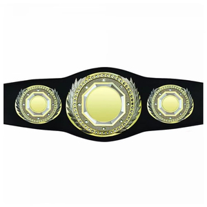 Ceinture de lutte de style championnat premium, plaques métalliques robustes, sangle en cuir véritable, ajustement réglable, approvisionnement en gros OEM - Product Image 1
