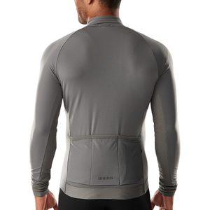 Maillot de cyclisme pour homme, manches longues, polaire thermique isolé, respirant, coupe ajustée, col rond, haut de studio, séchage rapide, durable - Product Image 2