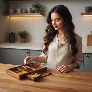 Wooden Herb & <b>Spice</b> Tools Chilli Powder <b>Spice</b> Masala <b>Box</b> Six Compartment Kitchenware <b>Spices</b> <b>Box</b> With Glass Lid Herb Storage <b>Box</b> - Product Image 5