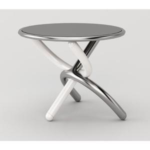 Meubles de salon de style moderne, table d'appoint en métal moderne avec pieds en métal argenté ronds - Product Image 6