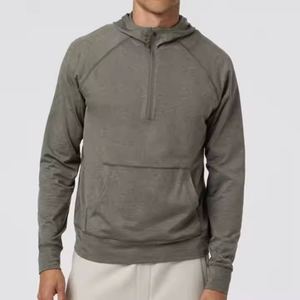 Sudadera con Capucha y Cierre de Cremallera de un Cuarto para Hombre, Color Gris, Manga Raglán, Felpa Francesa, Corte Regular, Color Sólido, Transpirable, Ropa de Invierno, 100% Algodón - Product Image 5