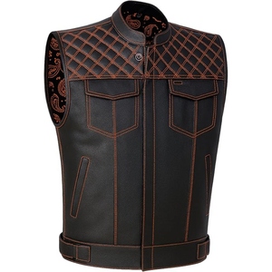 Gilet de motard personnalisé en cuir véritable pour homme, gilet matelassé de club moto, gilet zippé en cuir de vachette premium - Product Image 1