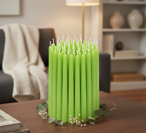 Bougies coniques en cire de paraffine premium Lime Glow, sans fumée, faites à la main, en gros, pour Noël, Pâques, événements, grossistes - Product Image 2
