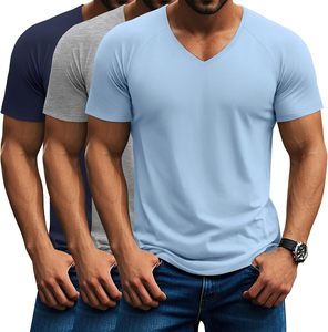 Camisa Casual de Cuello en V para Hombre, Manga Corta, Transpirable, Ligera, de Algodón, Tela Suave, Corte Ajustado, para Uso Diario, Moda de Verano, Secado Rápido - Product Image 1