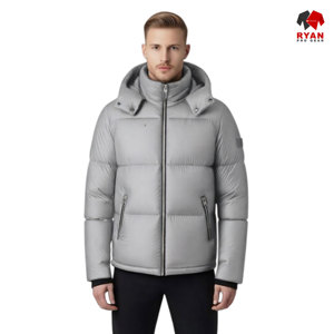 เสื้อแจ็คเก็ตพัฟเฟอร์ผู้ชายแบบสั่งทำพิเศษสำหรับฤดูหนาว มีฮู้ด ปิดด้วยซิป โลโก้สั่งทำด้านหน้า ผ้าระบายอากาศได้ดี - Product Image 3