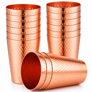 Gobelets en aluminium martelé, finition miroir cuivre, verres en métal pour café glacé, bière et boissons froides de fête, verres à eau - Product Image 1