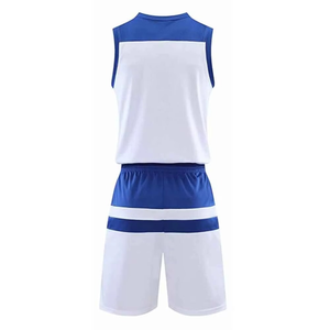 Conjunto de Uniforme de Baloncesto Unisex Blanco y Azul, Cuello en V, Sin Mangas, Poliéster que Absorbe la Humedad, para Adultos, Todas las Temporadas - Product Image 2