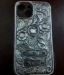 Coque de téléphone en argent sterling 925, gravure personnalisée avec un motif floral, coque de téléphone antique pour iPhone, smartphone, cadeau de luxe - Product Image 2