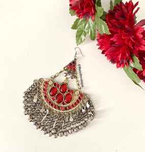 Ensemble collier et boucles d'oreilles choker pour femme, léger, tendance, traditionnel, en acier inoxydable plaqué argent antique, pour tenues longues - Product Image 2