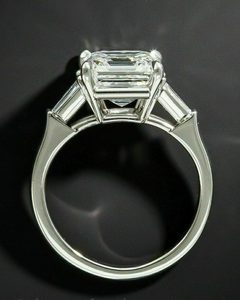 Bague de fiançailles solitaire de luxe en diamant de laboratoire taille Asscher avec placage rhodium et certification IGI pour femme, bijoux de mariage - Product Image 3