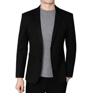 Blazer en Laine Slim Décontracté Style Britannique Version Coréenne pour Homme d'Affaires Élégant Couleur Unie pour Mariage et Travail - Product Image 2