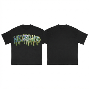 เสื้อยืดผู้ชายเรียบง่าย พรีเมียม ผ้าคอตตอนเจอร์ซีย์ 180 GSM สีดำ แขนสั้น คอกลม พิมพ์โลโก้แบบพัฟฟ์ สตรีทแวร์ลำลอง - Product Image 1