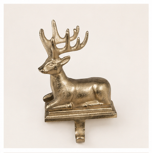 Luxury Gold Reindeer <b>Stocking</b> <b>Holder</b> For Mantle Heavy Duty Weighted Metal Christmas <b>Stocking</b> Hanger Vintage Deer Holiday - Product Image 3