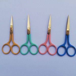 Stainless Steel Coloured Embroidery <b>Scissors</b> with Gold Blades for Thread Cutting <b>Sewing</b> and Needlework - Product Image 1