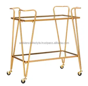 High Quality Handmade Designer Bar cart Trolley Gold Mini Bar for Hotel, Bar & Restaurants by Ambience Lifestyle