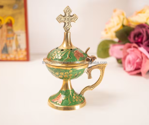 Brûleur d'encens en laiton de qualité supérieure peint à la main décoration religieuse utilitaires métal très étonnant porte-parfum pour la décoration intérieure - Product Image 6