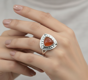 Orange Carnelian Gemstone <b>Ring</b> Pure 925 Sterling Silver Handmade <b>Statement</b> <b>Ring</b> Rose Gold Yellow Gold Plated Jewelry for Unisex - Product Image 4