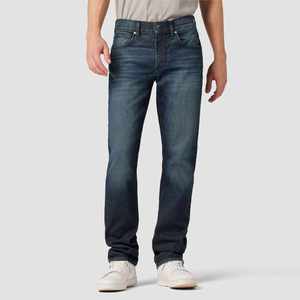 Jean en denim délavé respirant coupe droite vintage pour homme, taille mi-haute, coupe régulière, en coton, décontracté, pour l'automne - Product Image 1