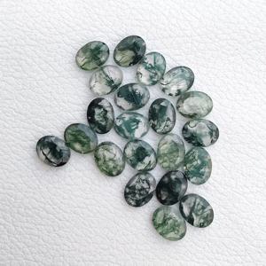 Vente en gros 6x8mm naturel mousse agate vert ovale plat à facettes pierres précieuses en vrac bijoux faits à la main pierres tendance commander en ligne - Product Image 1
