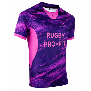 Camiseta de Rugby Sublimada de Manga Corta para Hombre, Cuello en V, para Todas las Temporadas, Poliéster y Elastano - Product Image 6