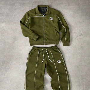 สตรีทรัชชุดสูทลำลองแขนยาวสำหรับทุกเพศ ชุดเสื้อแจ็คเก็ตและกางเกงขายาว ระบายอากาศได้ดี น้ำหนักเบา ผลิตจากผ้าเทคฟลีซ คอลเลคชั่นใหม่ - Product Image 1